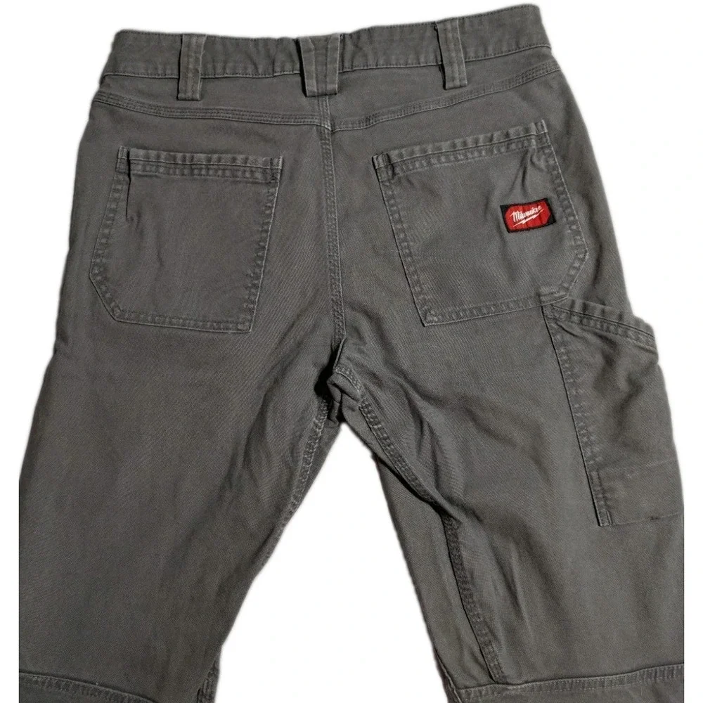 Milwaukee Work Pants Mens 32x34 Gray Carpenter Utility Stretch Canvas